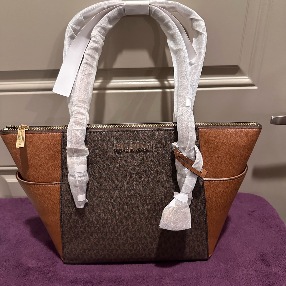Michael Kors Brown and Tan Tote Bag